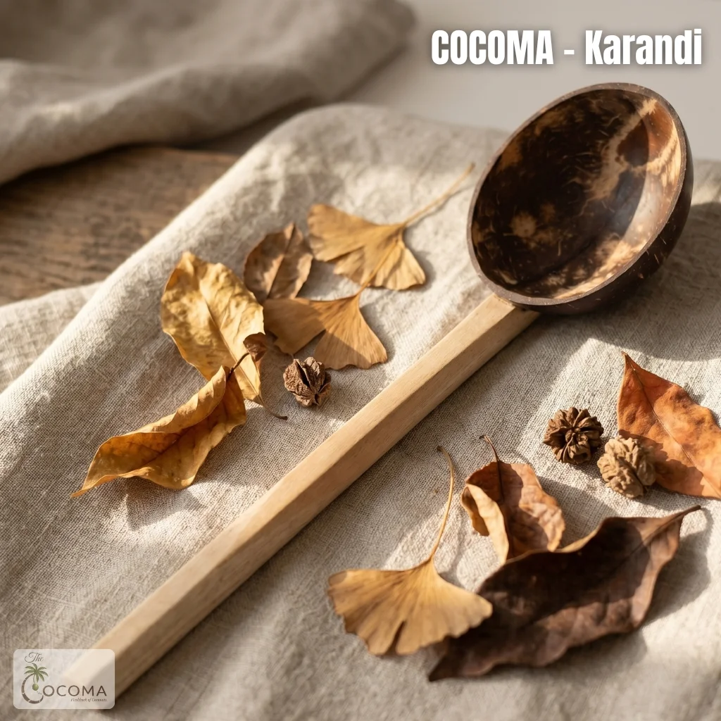 Coconut Shell Karandi (Ladle) – Handmade Eco-Friendly Wooden Handle Serving Spoon