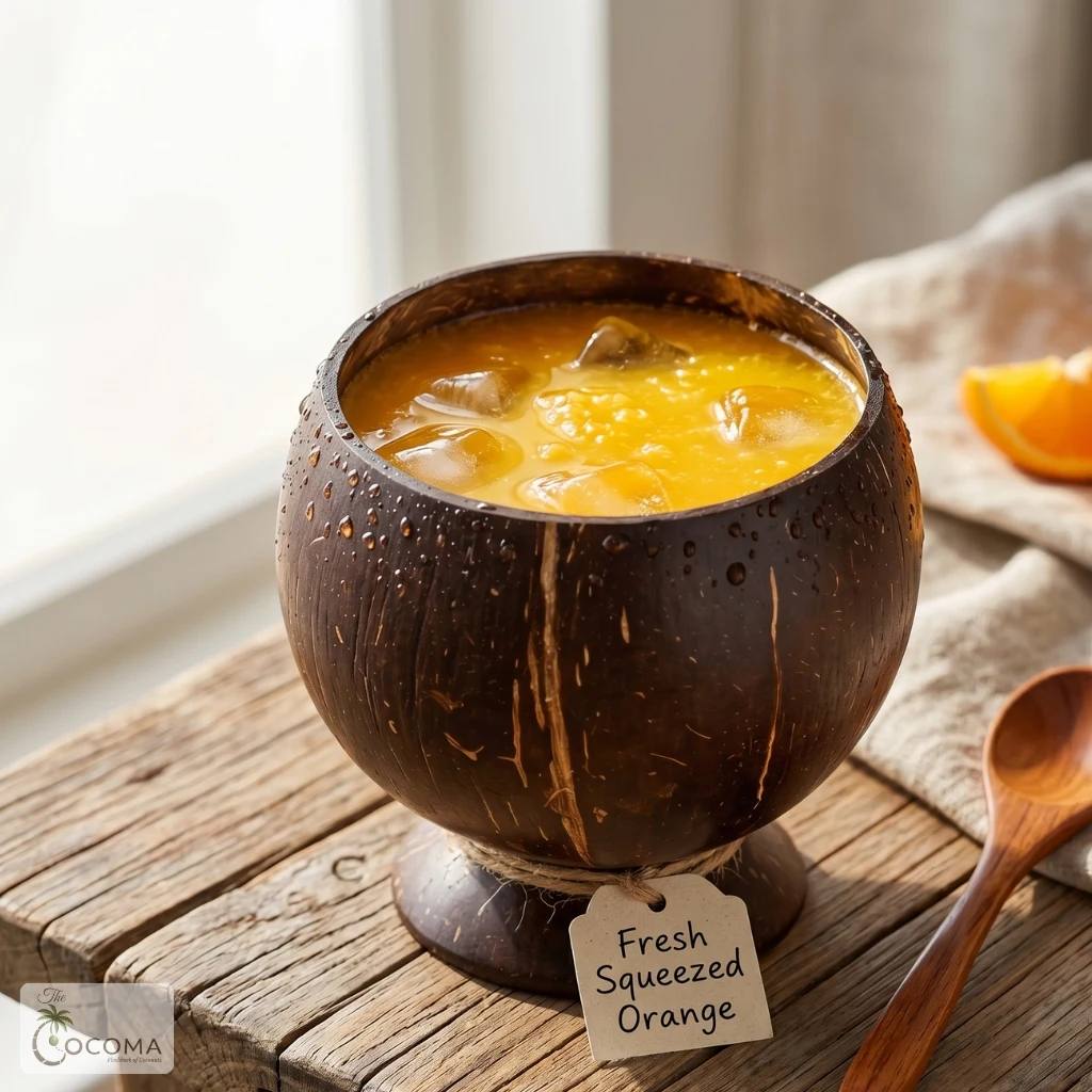 Coconut Shell Juice Cup – Handmade Eco-Friendly Natural Drinking Cup for Juice & Beverages